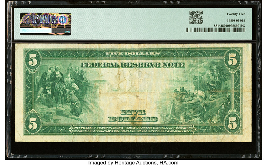 image for: Fr. 881* $5 1914 Federal Reserve Star Note PMG Very Fine 25....