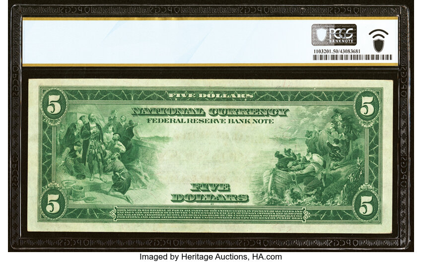 image for: Fr. 790 $5 1918 Federal Reserve Bank Note PCGS Banknote About Unc 50....