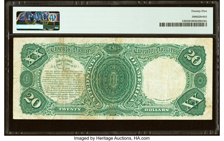 image for: Fr. 139 $20 1880 Legal Tender PMG Very Fine 25....