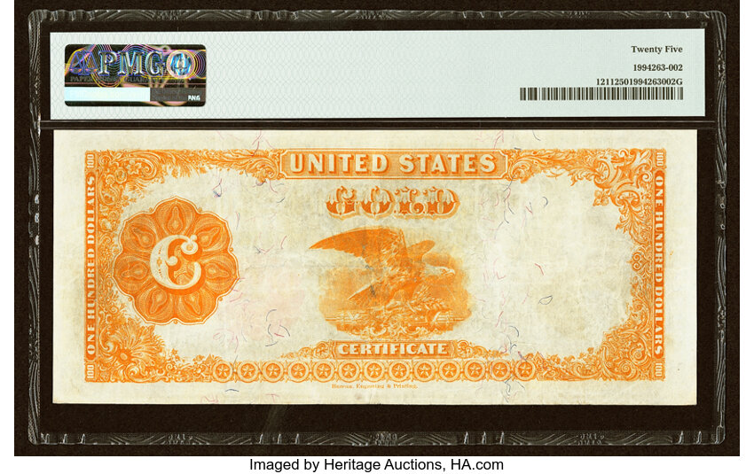 image for: Fr. 1211 $100 1882 Gold Certificate PMG Very Fine 25....
