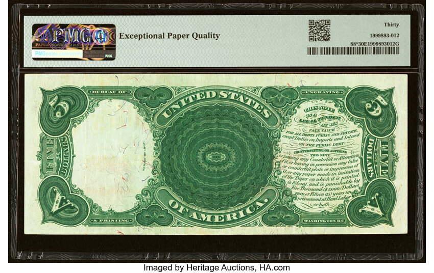 image for: Fr. 88* $5 1907 Legal Tender Star Note. PMG Very Fine 30 EPQ....