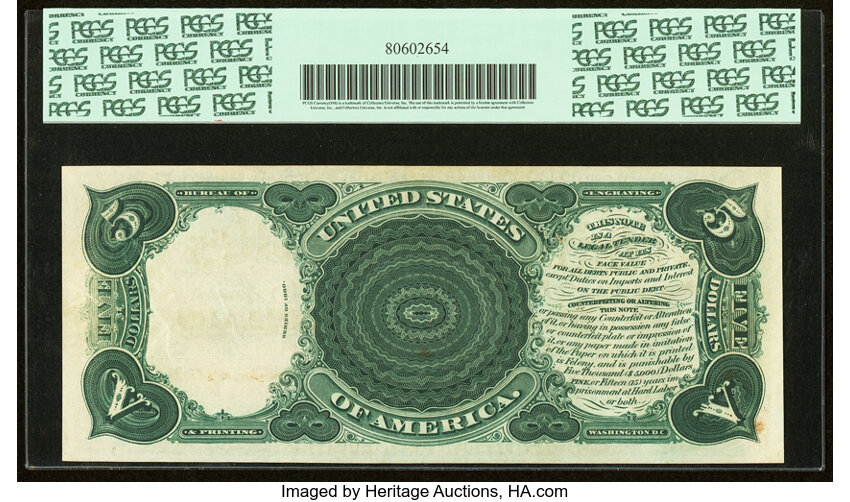 image for: Fr. 76 $5 1880 Legal Tender PCGS Choice About New 55....