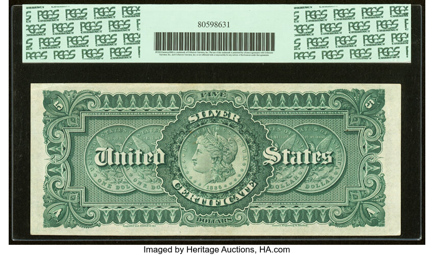 image for: Fr. 262 $5 1886 Silver Certificate PCGS About New 53....