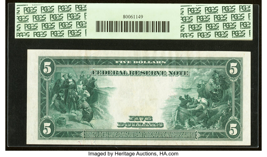 image for: Fr. 883a $5 1914 Federal Reserve Note PCGS Gem New 66PPQ....