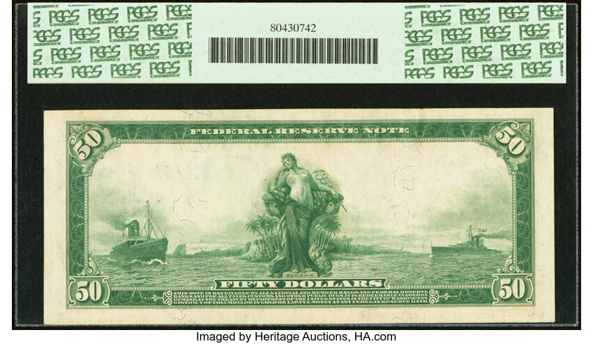 image for: Fr. 1047 $50 1914 Federal Reserve Note PCGS Gem New 65PPQ....