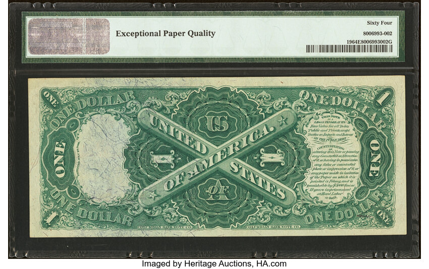 image for: Fr. 19 $1 1874 Legal Tender PMG Choice Uncirculated 64 EPQ....