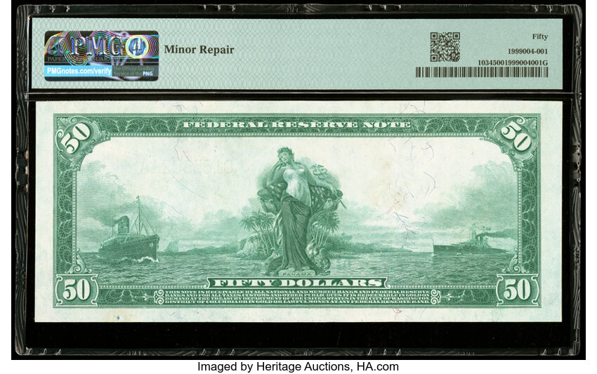 image for: Fr. 1034 $50 1914 Federal Reserve Note PMG About Uncirculated 50....