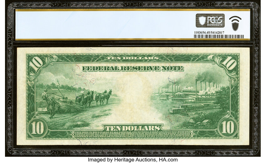 image for: Fr. 902b $10 1914 Red Seal Federal Reserve Note PCGS Banknote Choice XF 45....