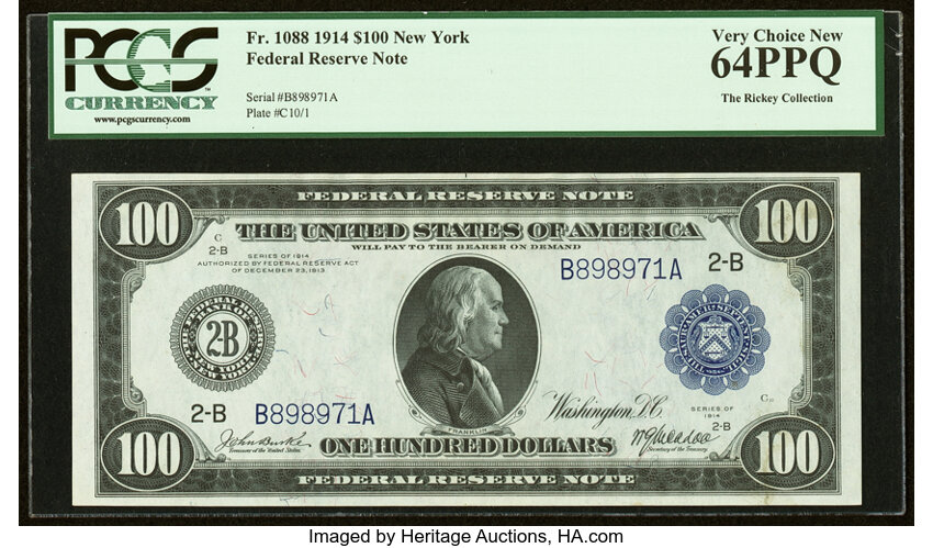image for: Fr. 1088 $100 1914 Federal Reserve Note PCGS Very Choice New 64PPQ....