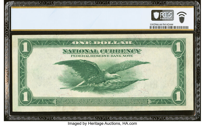 image for: Fr. 722 $1 1918 Federal Reserve Bank Note PCGS Banknote Gem Unc 66 PPQ....