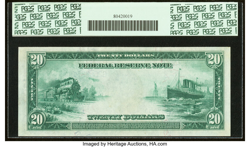 image for: Fr. 990 $20 1914 Federal Reserve Note PCGS Gem New 65PPQ....