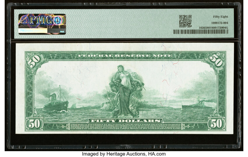 image for: Fr. 1026 $50 1914 Federal Reserve Note PMG Choice About Unc 58....