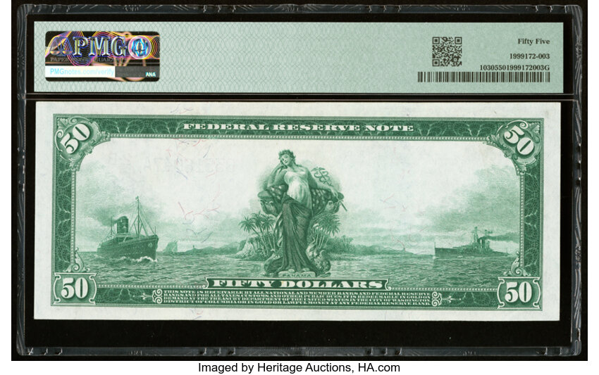 image for: Fr. 1030 $50 1914 Federal Reserve Note PMG About Uncirculated 55....