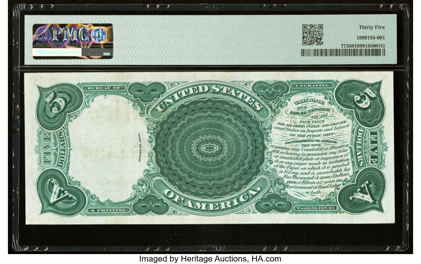 image for: Fr. 77 $5 1880 Legal Tender PMG Choice Very Fine 35....