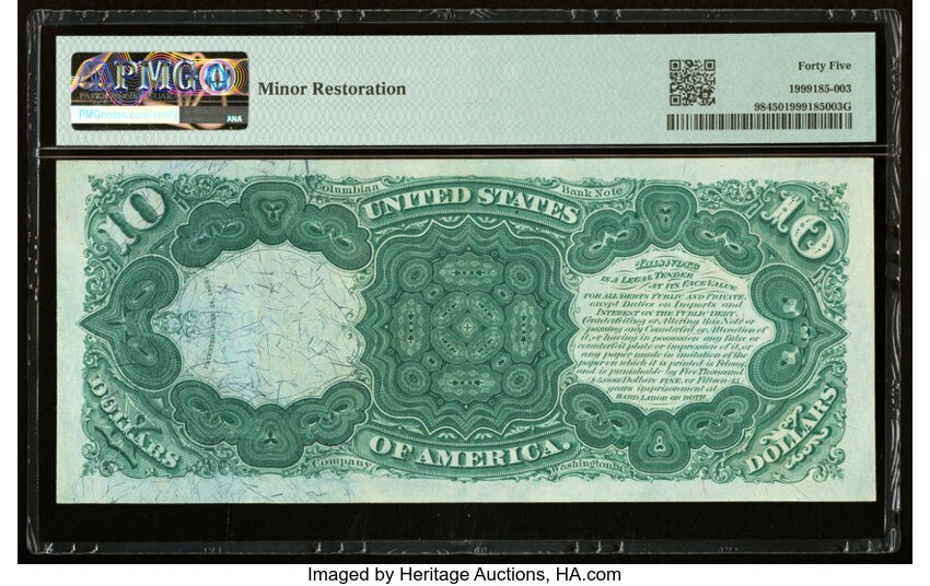 image for: Fr. 98 $10 1875 Legal Tender PMG Choice Extremely Fine 45....