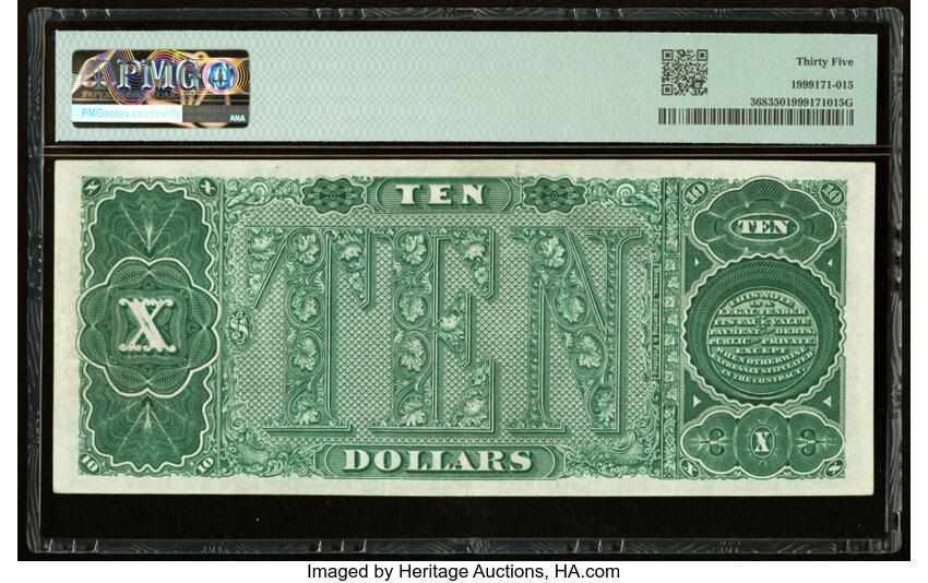 image for: Fr. 368 $10 1890 Treasury Note PMG Choice Very Fine 35....