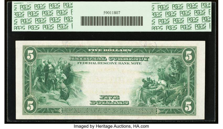image for: Fr. 793 $5 1915 Federal Reserve Bank Note PCGS Choice About New 55....