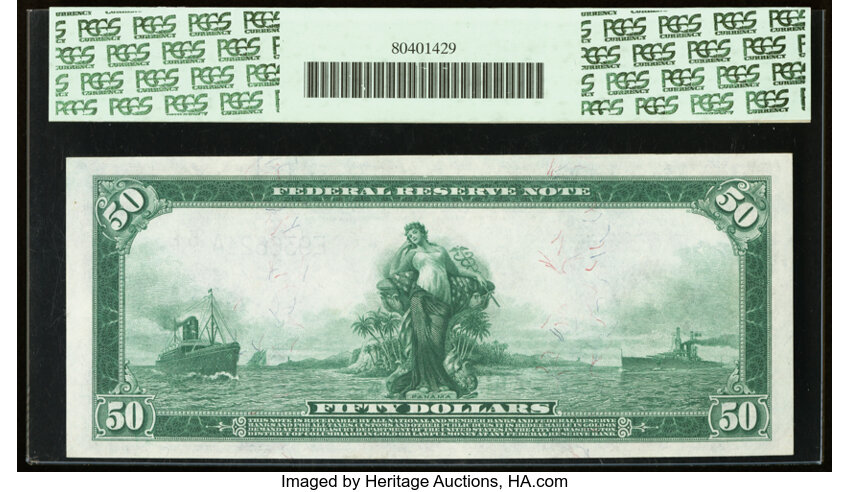 image for: Fr. 1042 $50 1914 Federal Reserve Note PCGS Choice About New 58....