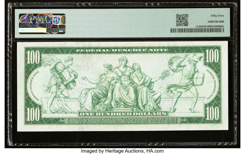 image for: Fr. 1120 $100 1914 Federal Reserve Note PMG About Uncirculated 55....