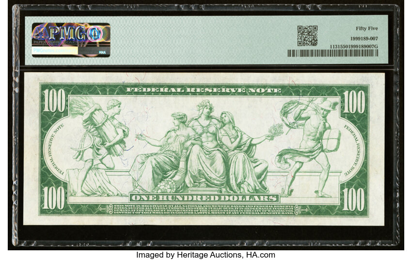 image for: Fr. 1131 $100 1914 Federal Reserve Note PMG About Uncirculated 55....