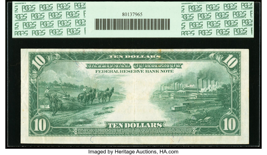 image for: Fr. 816 $10 1915 Federal Reserve Bank Note PCGS Extremely Fine 40PPQ....
