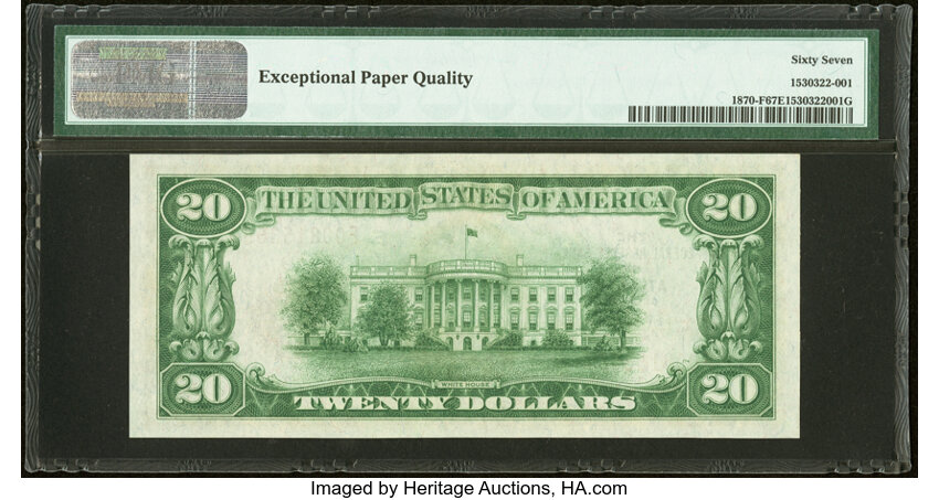 image for: Fr. 1870-F $20 1929 Federal Reserve Bank Note. PMG Superb Gem Unc 67 EPQ....