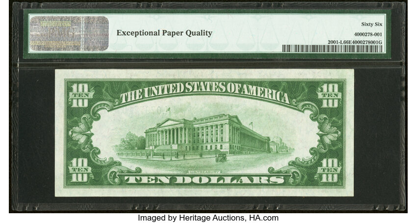 image for: Fr. 2001-L $10 1928A Federal Reserve Note. PMG Gem Uncirculated 66 EPQ....