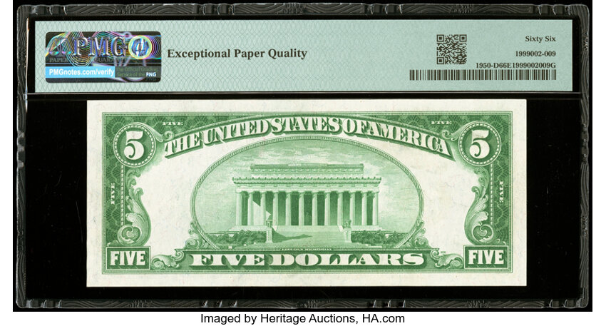 image for: Fr. 1950-D $5 1928 Federal Reserve Note. PMG Gem Uncirculated 66 EPQ....