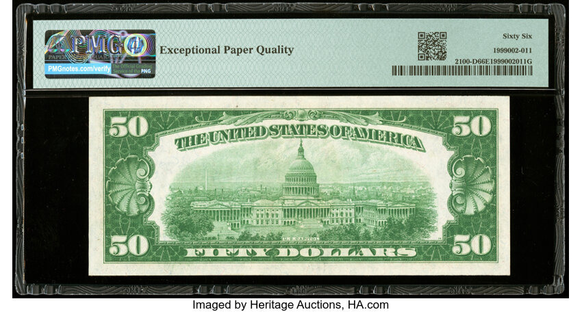 image for: Fr. 2100-D $50 1928 Federal Reserve Note. PMG Gem Uncirculated 66 EPQ....