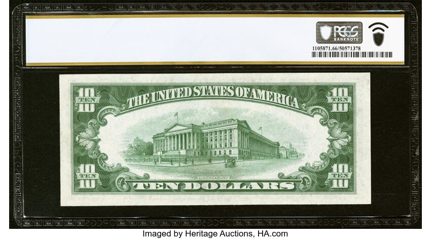 image for: Fr. 1703 $10 1934B Silver Certificate. PCGS Banknote Gem Unc 66 PPQ....