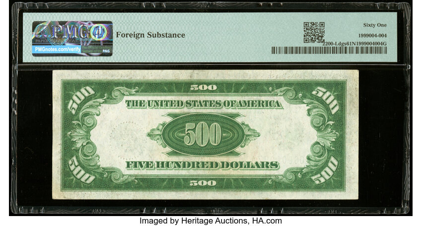 image for: Fr. 2200-L $500 1928 Federal Reserve Note. PMG Uncirculated 61 Net....