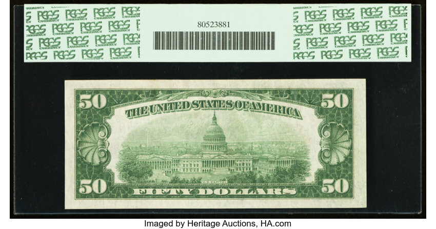 image for: Fr. 2101-B $50 1928A Federal Reserve Note. PCGS Gem New 66PPQ....