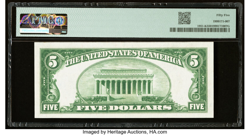 image for: Fr. 1951-K $5 1928A Federal Reserve Note. PMG About Uncirculated 55....