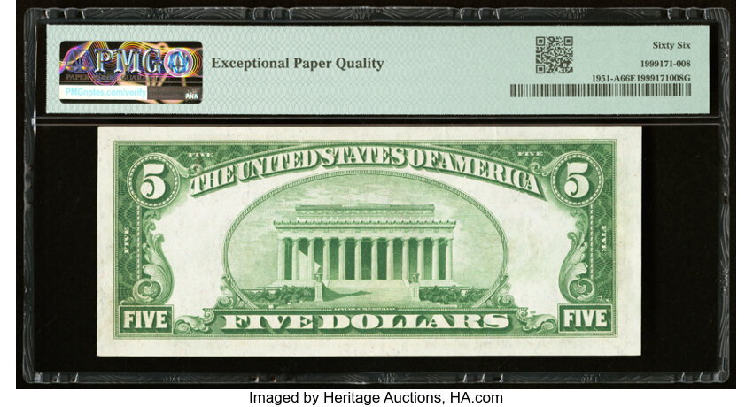 image for: Fr. 1951-A $5 1928A Federal Reserve Note. PMG Gem Uncirculated 66 EPQ....