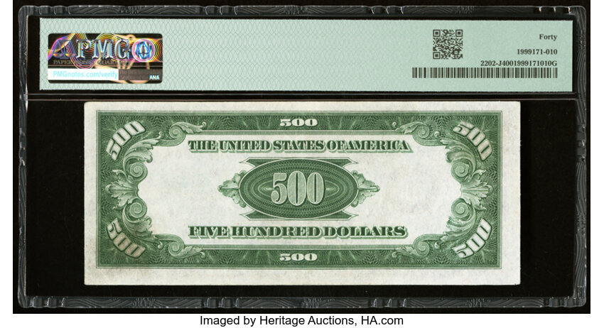 image for: Fr. 2202-J $500 1934A Federal Reserve Note. PMG Extremely Fine 40....