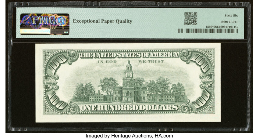 image for: Fr. 1550* $100 1966 Legal Tender Star Note. PMG Gem Uncirculated 66 EPQ....