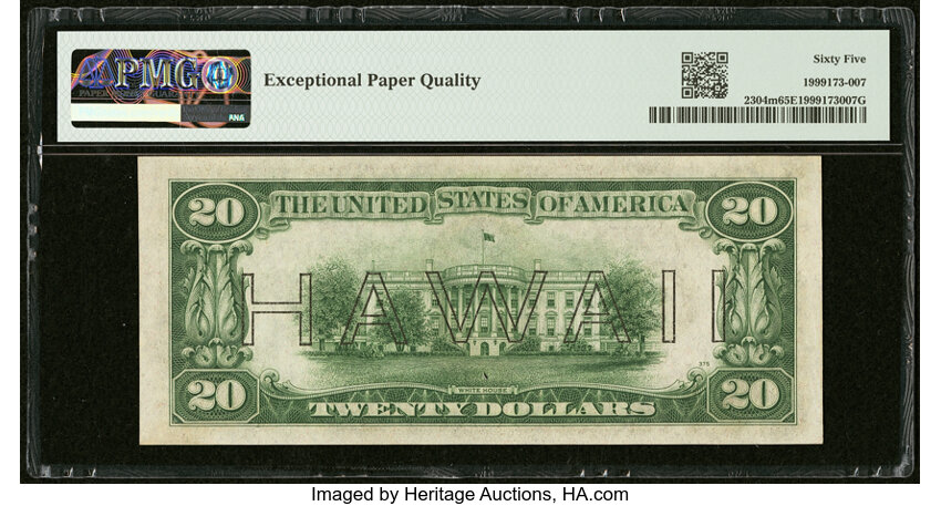 image for: Fr. 2304 $20 1934 Mule Hawaii Federal Reserve Note. PMG Gem Uncirculated 65 EPQ....