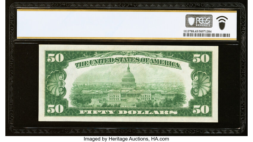 image for: Fr. 2100-K $50 1928 Federal Reserve Note. PCGS Banknote Gem Unc 65 PPQ....