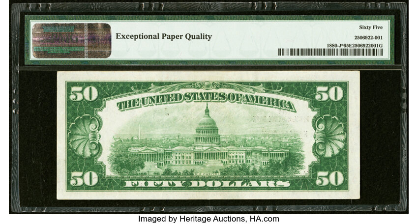 image for: Low Serial Number 81 Fr. 1880-J* $50 1929 Federal Reserve Bank Star Note. PMG Gem Uncirculated 65 EPQ....
