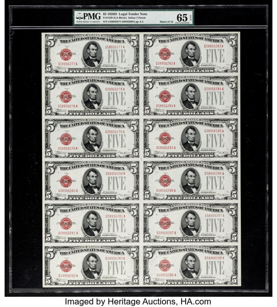 image for: Fr. 1529 $5 1928D Legal Tender Note. PMG Gem Uncirculated 65 EPQ....