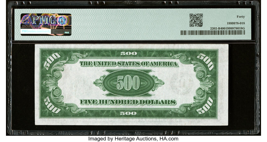 image for: Fr. 2202-B $500 1934A Federal Reserve Note. PMG Extremely Fine 40....