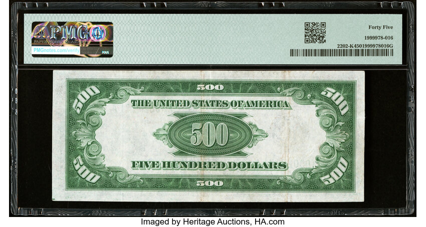 image for: Fr. 2202-K $500 1934A Federal Reserve Note. PMG Choice Extremely Fine 45....