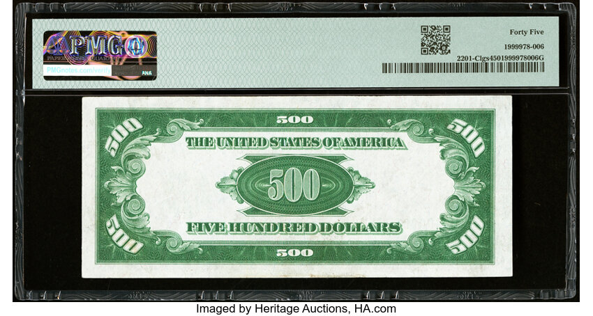 image for: Fr. 2201-C $500 1934 Light Green Seal Federal Reserve Note. PMG Choice Extremely Fine 45....