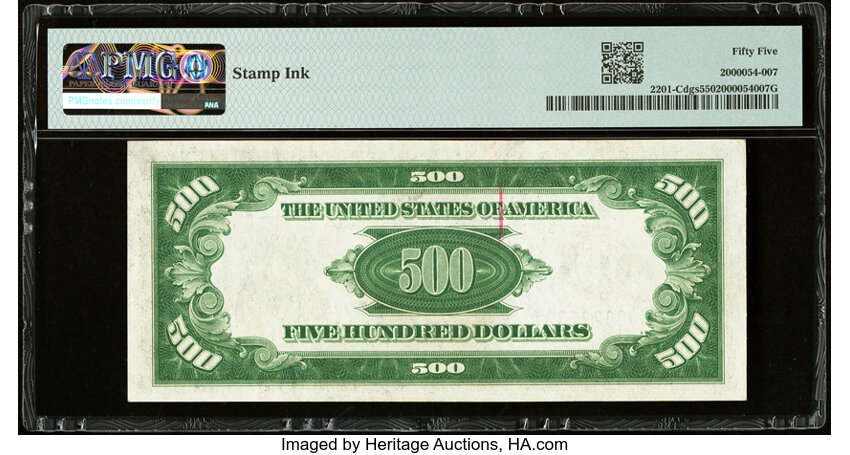 image for: Fr. 2201-C $500 1934 Federal Reserve Note. PMG About Uncirculated 55....