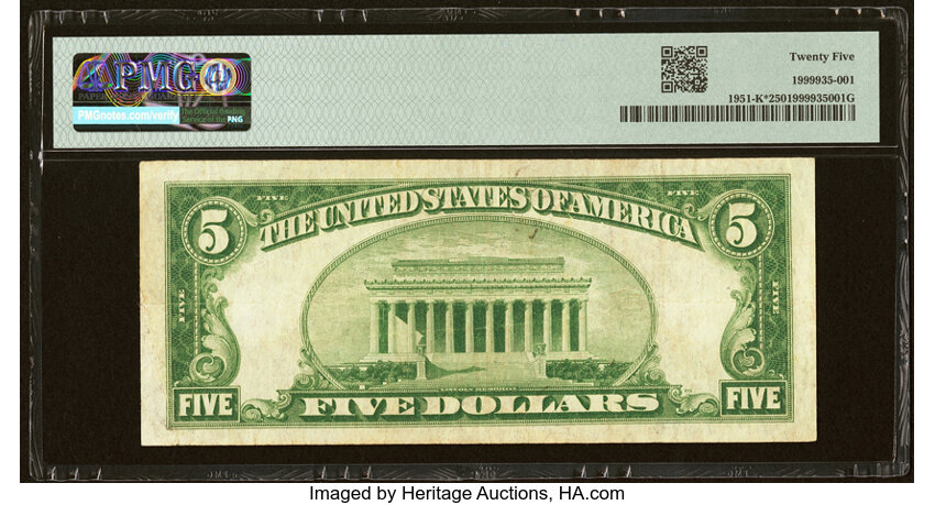 image for: Fr. 1951-K* $5 1928A Federal Reserve Star Note. PMG Very Fine 25....
