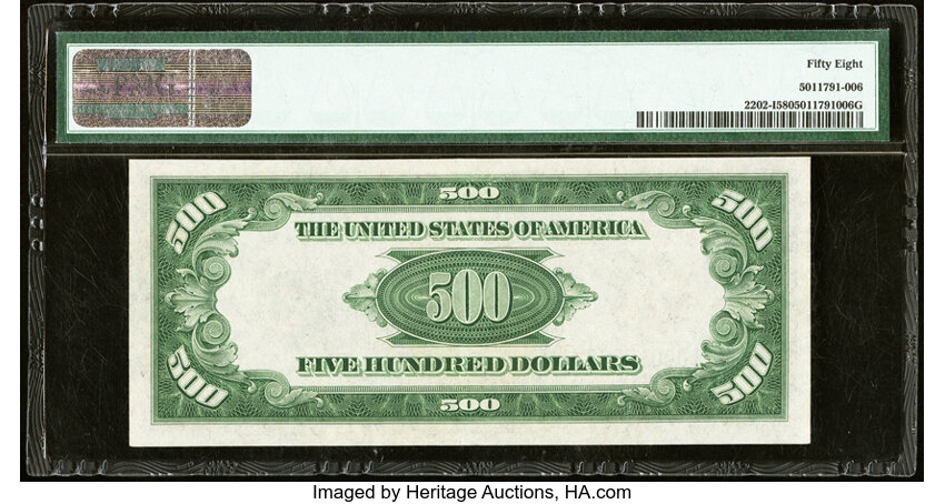 image for: Fr. 2202-I $500 1934A Federal Reserve Note. PMG Choice About Unc 58....