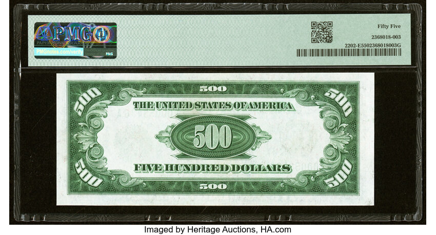 image for: Fr. 2202-E $500 1934A Federal Reserve Note. PMG About Uncirculated 55....