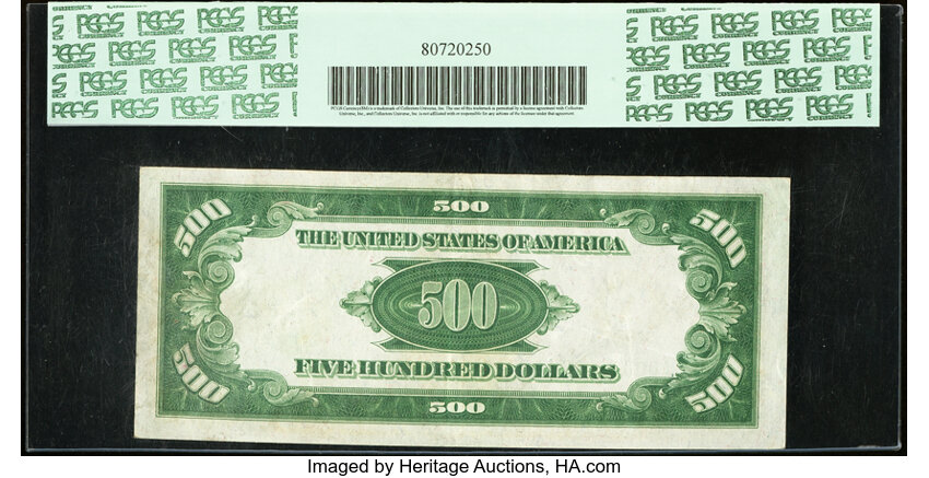 image for: Fr. 2201-A $500 1934 Light Green Seal Federal Reserve Note. PCGS Extremely Fine 45....