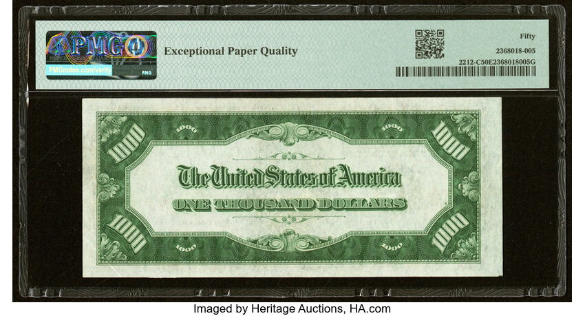 image for: Fr. 2212-C $1,000 1934A Federal Reserve Note. PMG About Uncirculated 50 EPQ....
