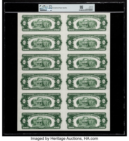 image for: Fr. 1507 $2 1928F Legal Tender Notes. Uncut Sheet of 12. PMG Choice Uncirculated 64 EPQ....